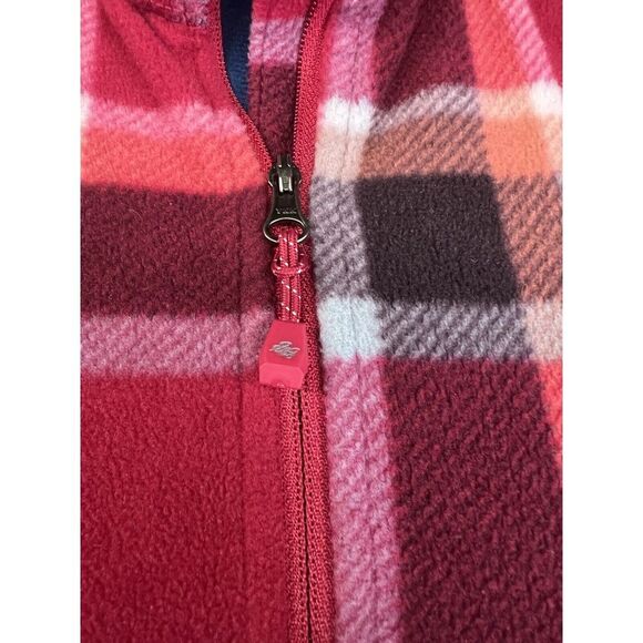 Eddie Bauer fleece  1/4 zip jacket Plaid Pink Woman’s Large - Picture 3 of 9